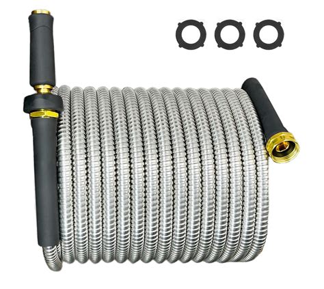 50 Ft Garden Hose 304 Stainless Steel Metal Water Hose With Brass