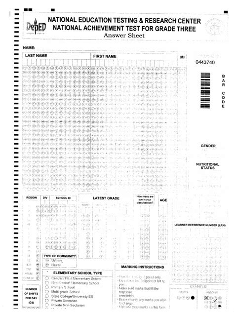 Nat Practice Test Answer Sheet Pdf