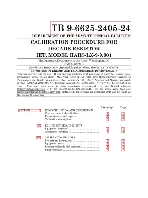 Calibration Procedure For Decade Resistor Iet, Model Hars-Lx-9-0.001 ...