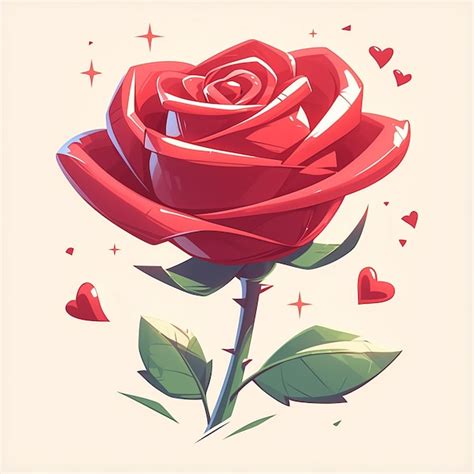 Premium Vector A Beautiful Red Rose Surrounded By Floating Hearts