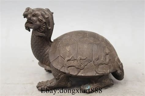 Old China Fengshui Bronze Longevity Dragon Turtle Tortoise Wealth