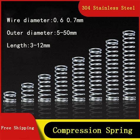 10pcs Stainless Steel Compression Spring 304 Sus Compressed Spring Wire