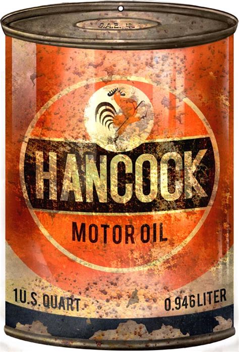 Reproduction Hancock Motor Oil Can Cutout Sign X