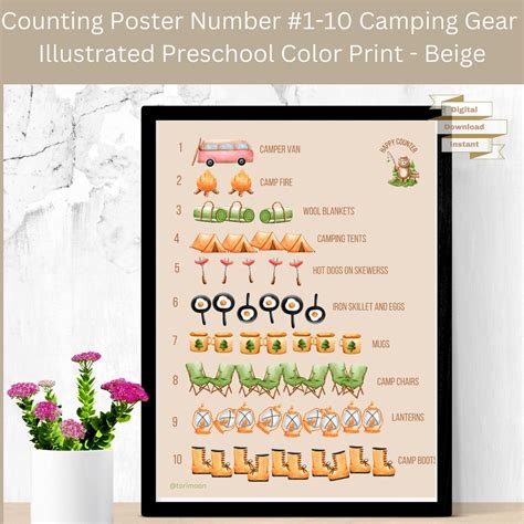 Numbers Poster 1 10 Printable Toddlers Calm Corner Decor Watercolor