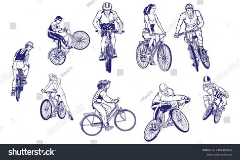 Set Different Types Bicycles Cyclists Vector Stock Vector (Royalty Free ...