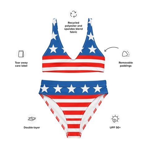 Americana Recycled High Waisted Bikini USA Flag Bikini Etsy