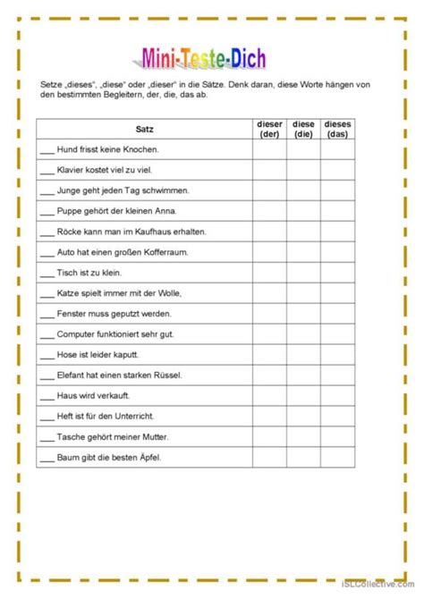 Demonstrativartikel Deutsch Daf Arbeitsbl Tter Pdf Doc