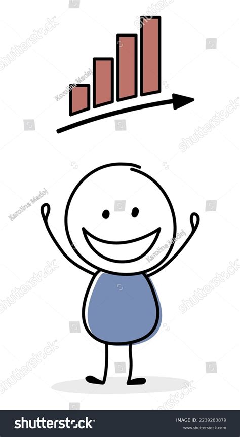 Happy Stickman Graph Chart Symbol Vector เวกเตอร์สต็อก ปลอดค่า
