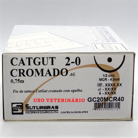 FIO DE SUTURA CATGUT 2 0 AGULHA ROBUSTA 4 0 Cm Loja Suturbras