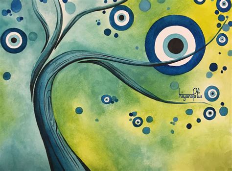 Evil Eye Painting Persian Art Abstract Watercolour Painting - Etsy