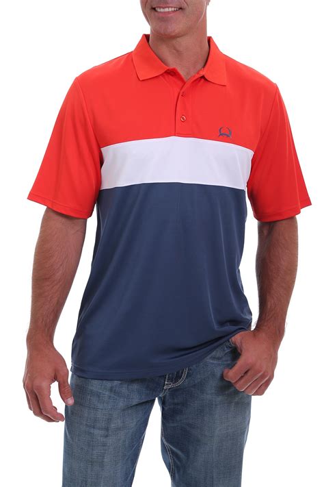 Cinch Jeans Men S Arenaflex Polo Shirt Red White And Blue Color Block