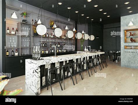 modern restaurant interior design. 3d rendering concept Stock Photo - Alamy