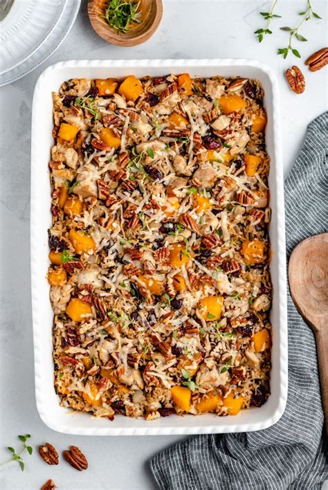 Butternut Squash Chicken And Wild Rice Casserole Ambitious Kitchen