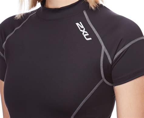 2xu Womens Short Sleeve Compression Top Black Nz