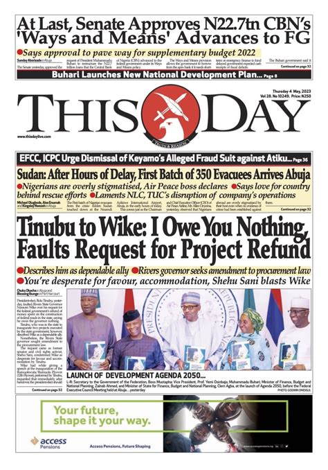 Nigerian Newspapers Daily Front Pages Review Thursday Th May