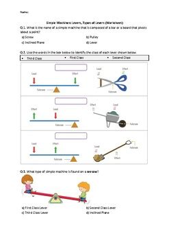 Simple Machines Levers Types Of Levers Worksheet Easel