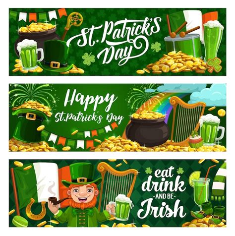 Premium Vector St Patrick Day Holiday Banners