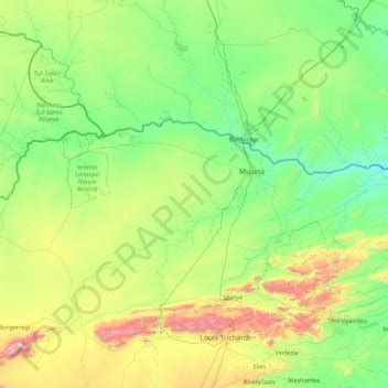 Musina Local Municipality topographic map, elevation, terrain