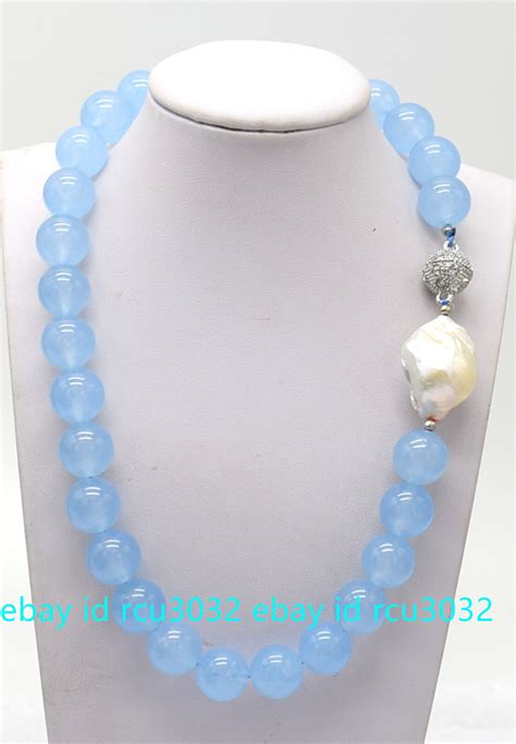 Huge Mm Natural Blue Jade Round Gems White Keshi Baroque Pearl