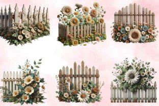 Watercolor Rustic Picket Fences Clipart Graphic By Svgart Creative