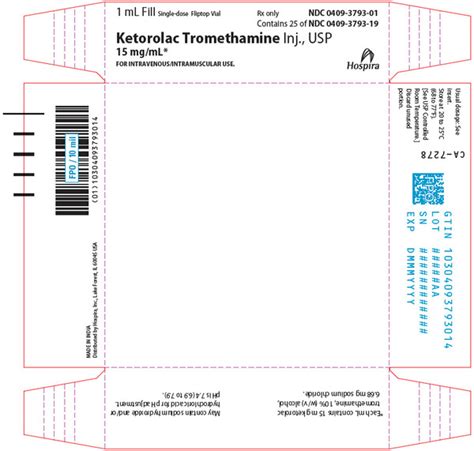 KETOROLAC 15MG/ML SDV 25X1ML - PFIZER PHARM