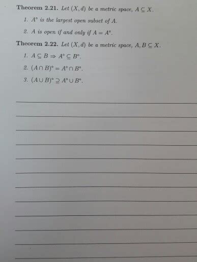 Solved Theorem 2 21 Let X d be a metric space ACX 1 Aº Chegg