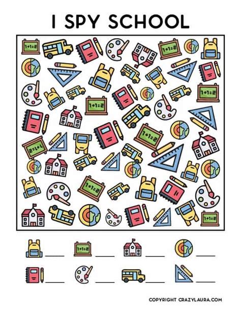 Free I Spy School Printable Game For Kids Printable Games For Kids