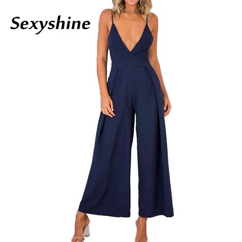 Wide Leg Jumpsuit Elegant Formal Sleeveless Deep V Neck Plus Size