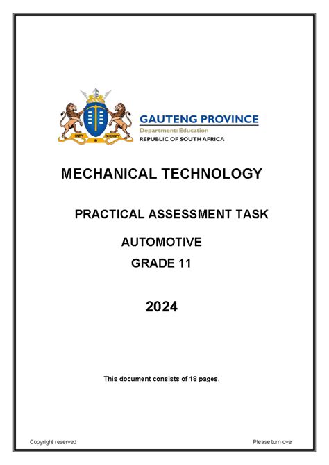 Grade Gde Pat Auto Mechanical Technology Practical Assessment