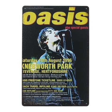 Plakat Tabliczka Dekoracyjna Metalowa Oasis Knebworth