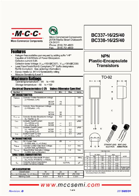Транзистор bc337: характеристики, datasheet и аналоги