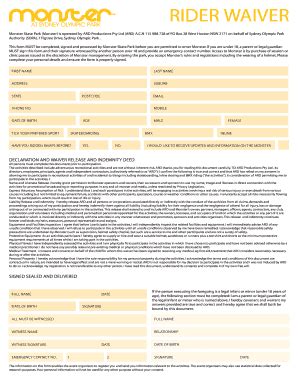 Fillable Online RIDER WAIVER Fax Email Print PdfFiller