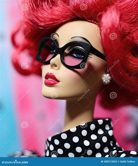 A Barbie Doll With Red Hair And Glasses Stock Image Image Of Person