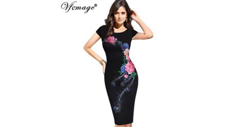 Vfemage Womens Elegant Vintage Summer Floral Flower Peacock Printed