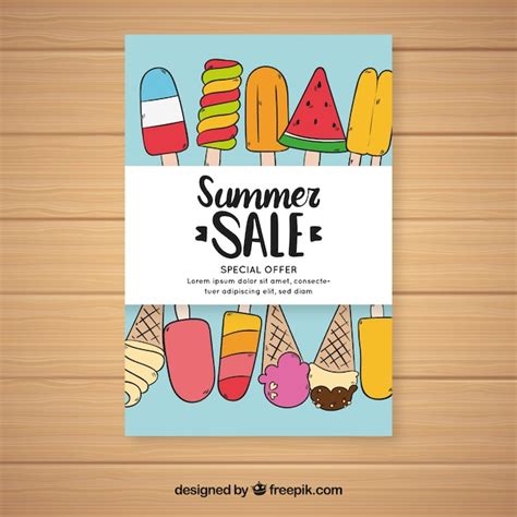 Zomer Sale Flyer Met Verschillende Smaken Ijsjes Gratis Vector