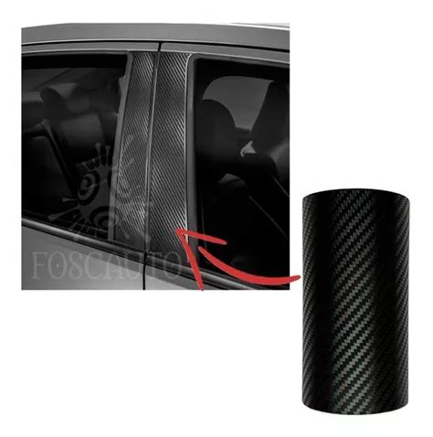 Envelopamento Fibra Carbono Preto Mx Cm Para Coluna Carro