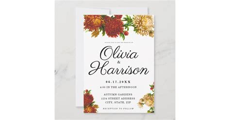 Rustic Elegant Floral All In One Wedding Invitation Zazzle