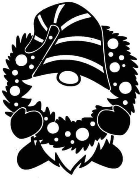 A Black And White Drawing Of A Santa Claus S Hat With Wreath Around It