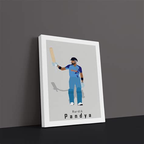 Cricket Hardik Pandya Abstract Art Framed Poster Wall Art