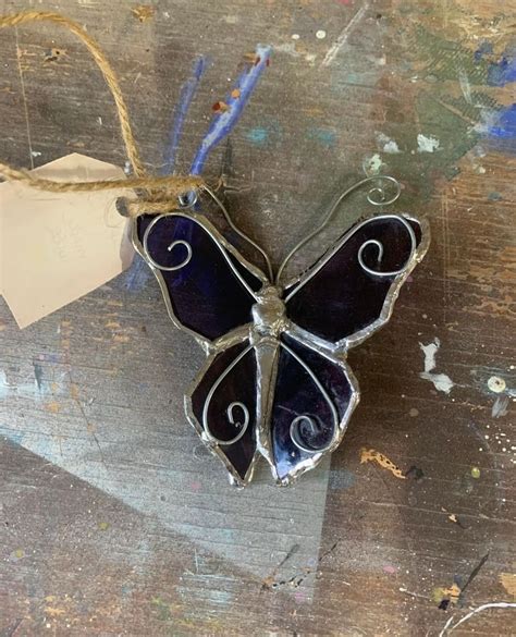 Purple Stained Glass Butterfly Art