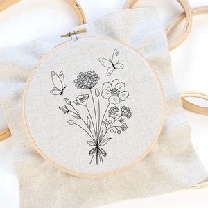 Butterfly Hand Embroidery Pattern Floral Pdf Pattern Etsy