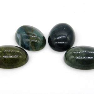 X Mm Large Oval Natural Green Moss Agate Cabochons Real Gemstone