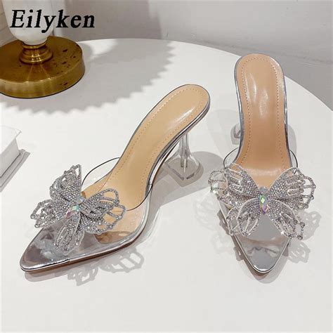 Cheap Eilyken Fashion Style Crystal Bowknot Women Slippers Sexy Pointed