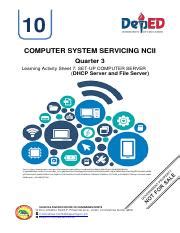 CSS 10 LAS 7 Pdf 10 COMPUTER SYSTEM SERVICING NCII Quarter 3 Learning