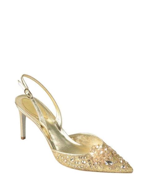 Rene Caovilla René Caovilla Cinderella Slingback Pumps in Metallic Lyst