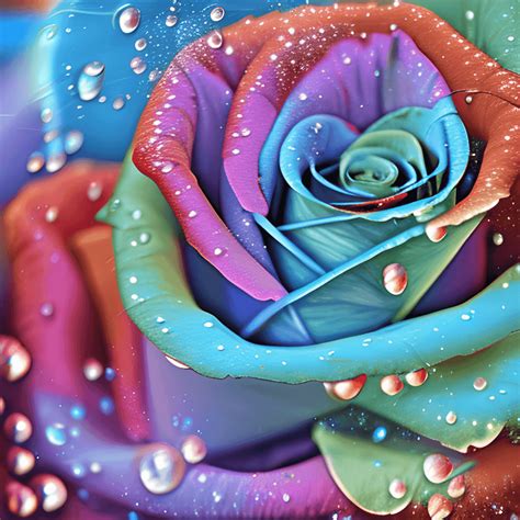 Smoke Effect Background Fire And Ice Rainbow Roses Super Detailed