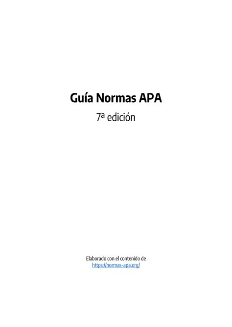 Formas De Citar En Apa Séptima Edición Guía Normas Apa 7ª Edición Elaborado Con El Contenido