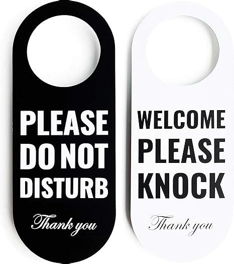 Do Not Disturb Door Hanger Sign 2 Pack Black White Double