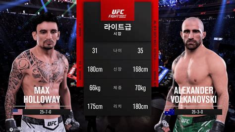 Ufc58강 맥스 할로웨이 Vs 알렉산더 볼카노프스키 라이트급 Vs 페더급 입식 토너먼트 Youtube