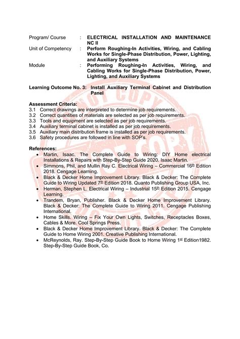 ELECTRICAL INSTALLATION AND MAINTENANCE NC II CBLM PDF